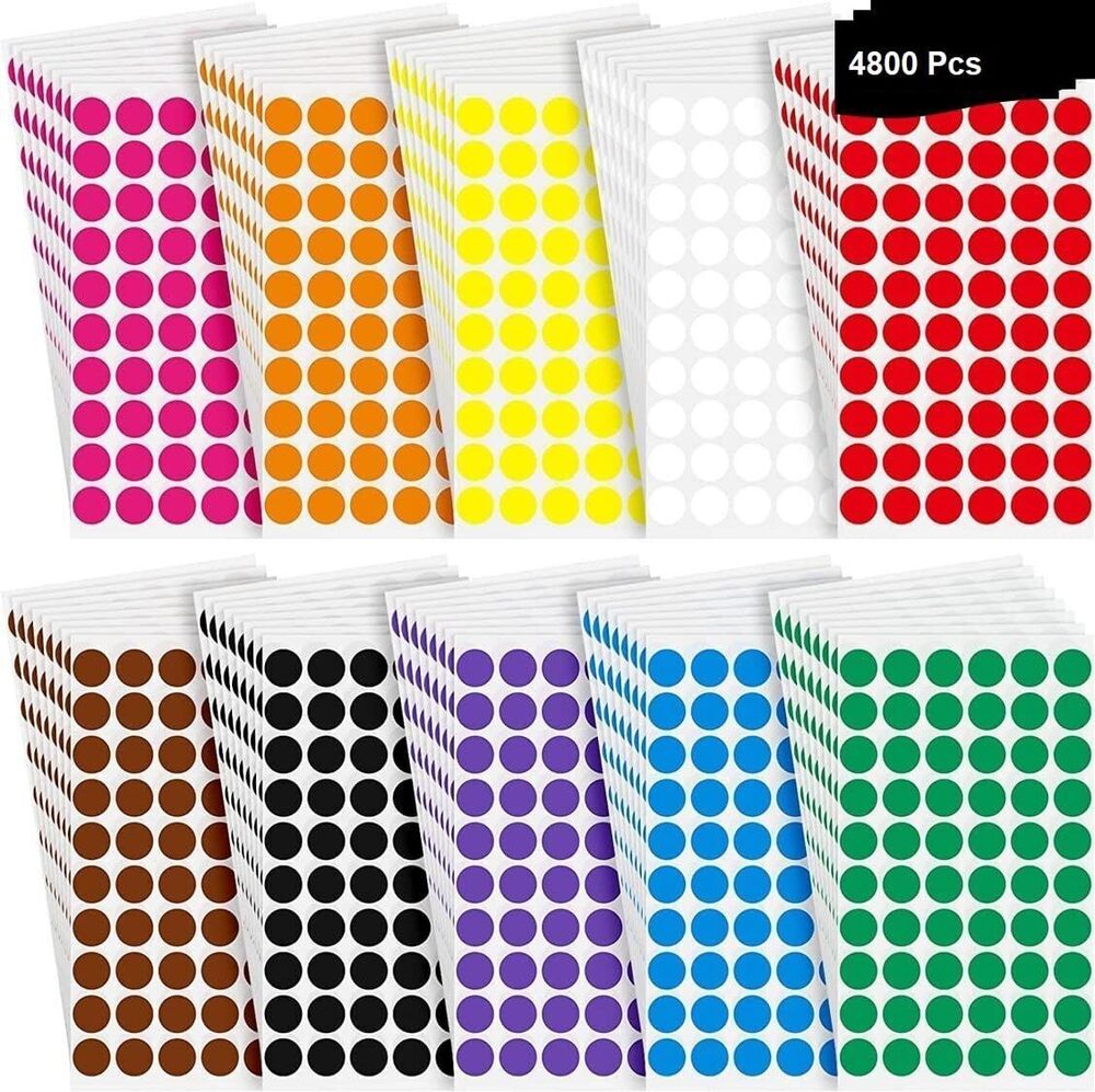 5103 Mix Color 12mm 0.5 Inch Round Dot Sticker Self Adhesive Labels